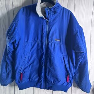 Vintage 90s Patagonia Shelled Fleece Jacket Blue Pink Full Zip Outdoor Men’s L